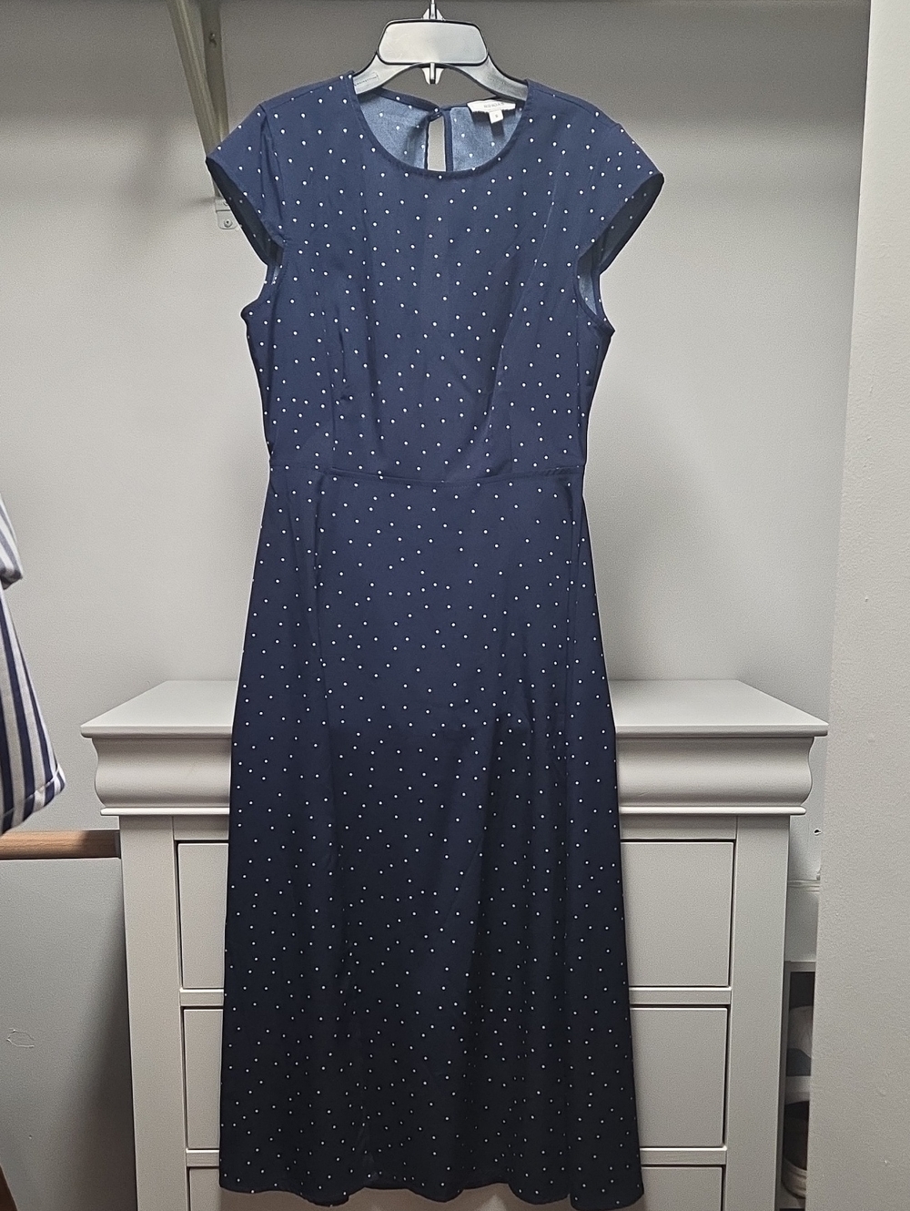 Classic Navy Polka Dot Maxi Dress